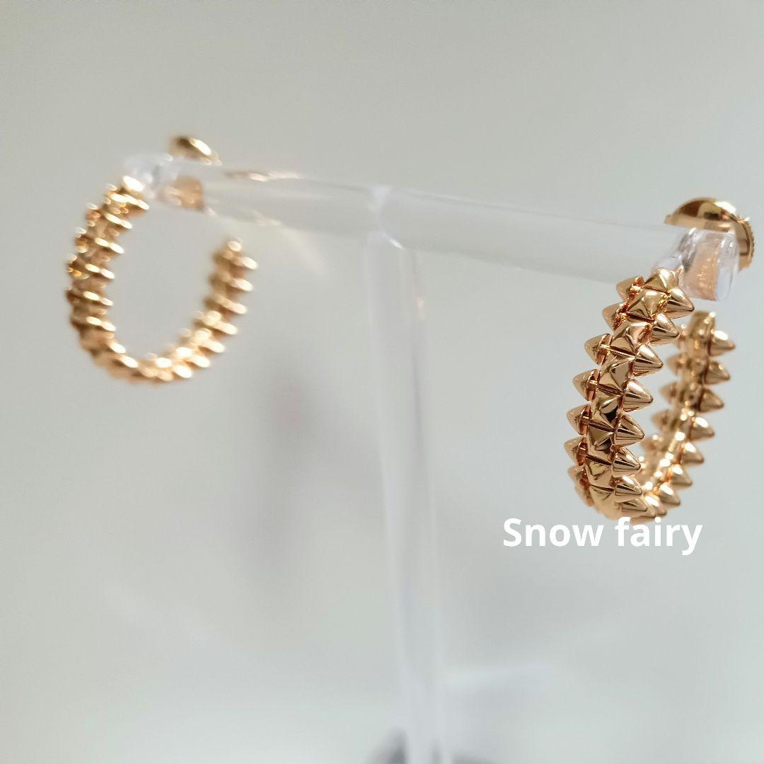 ハイクオリティ　トゲ　スパイク　フープピアス　ピンクゴールドカラー